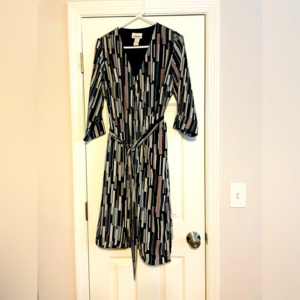 Black, Gray and Green wrap dress